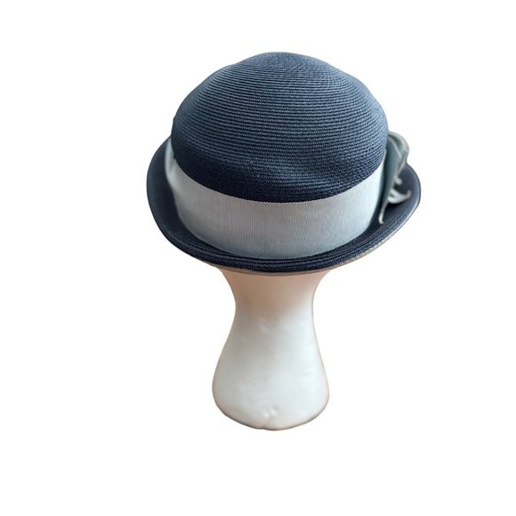 Vintage Knox Womens Navy and Gray Hat 3 hat pins 1950\'s size 22 main image 12